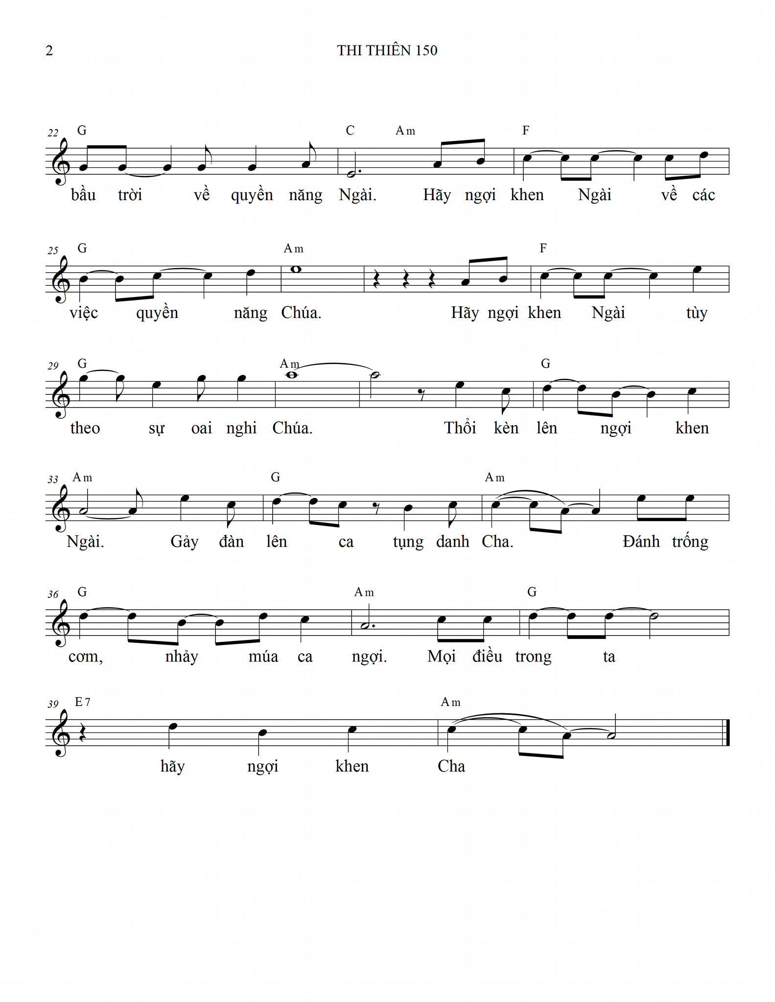 Sheet music: THI THIÊN 150