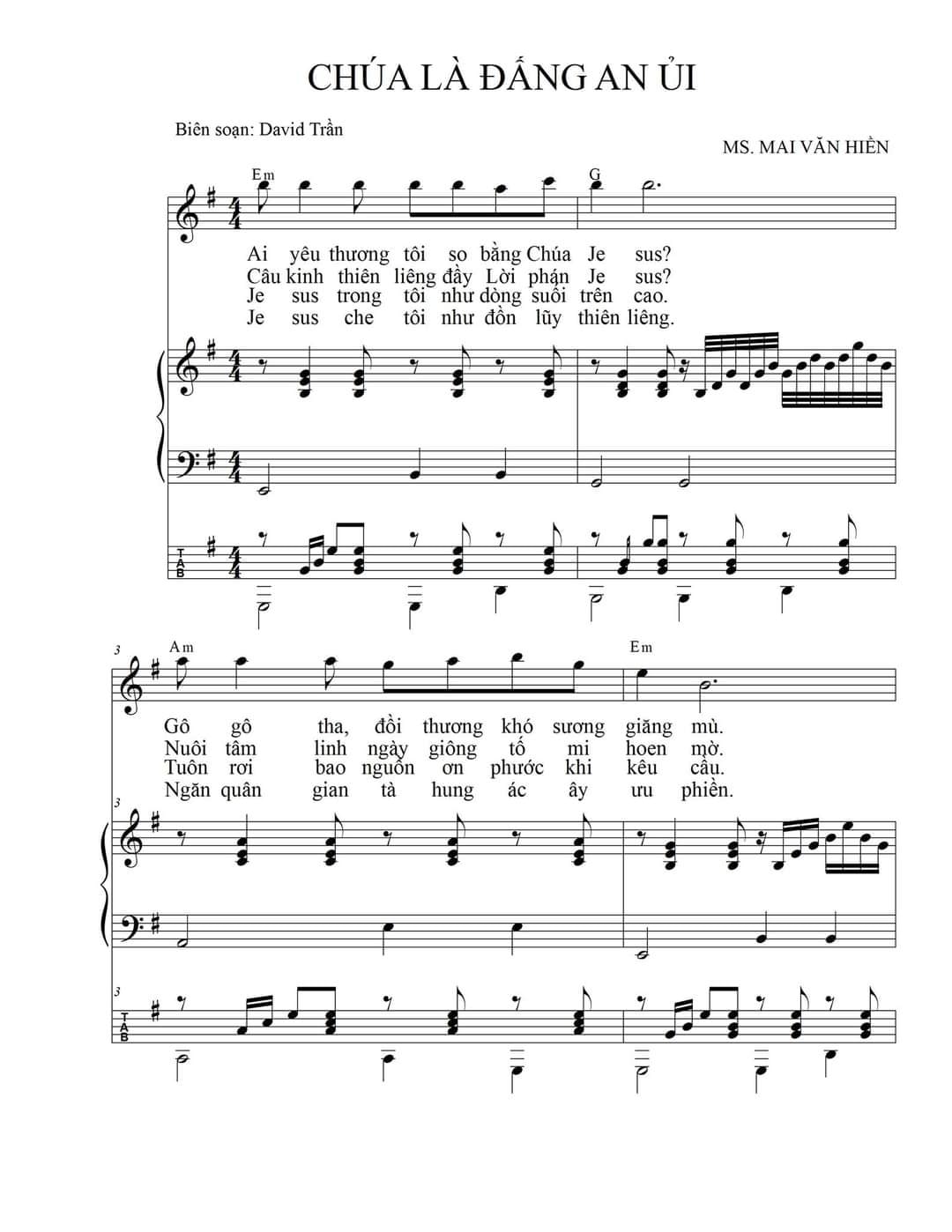 Sheet music: CHÚA LÀ ĐẤNG AN ỦI