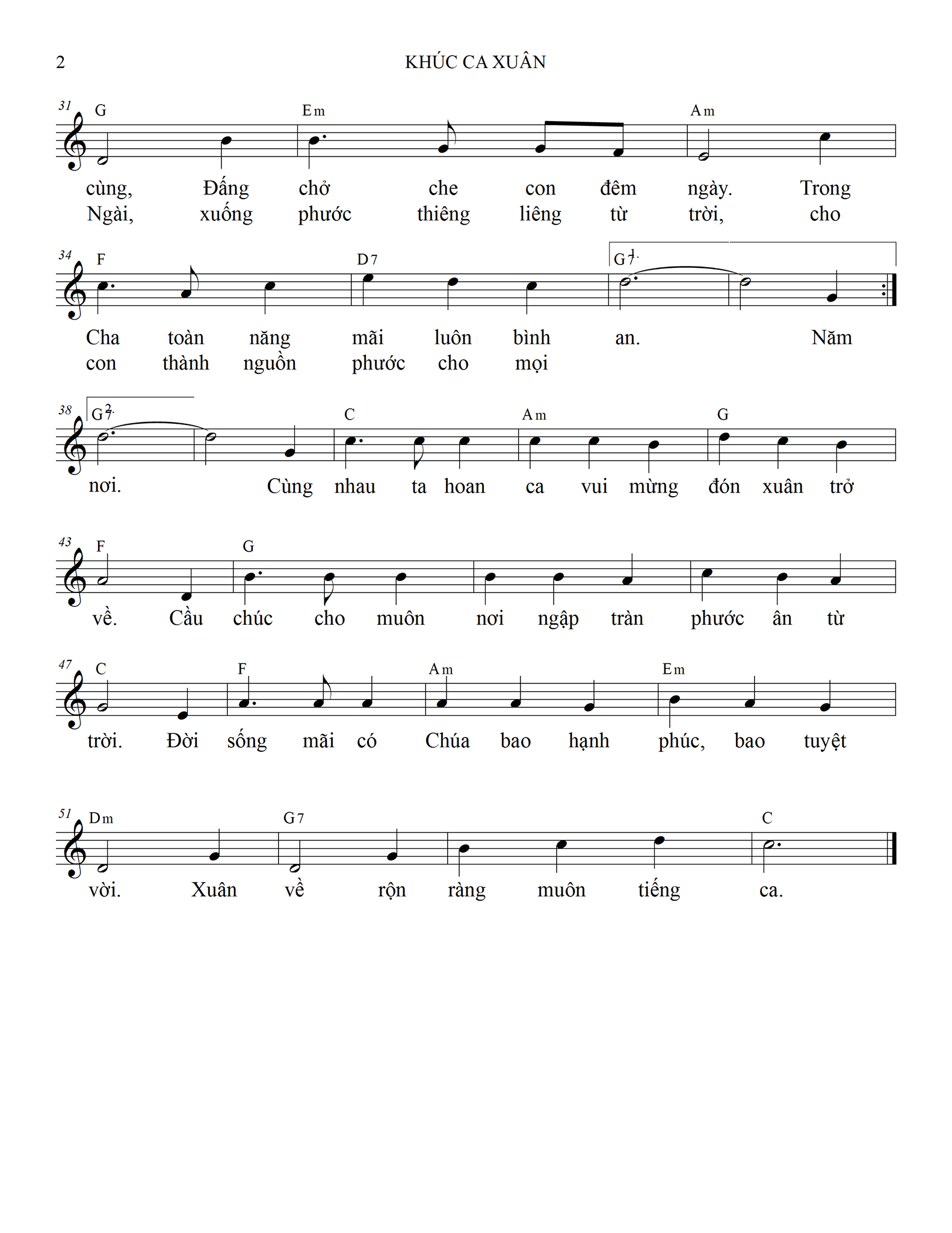 Sheet music: KHÚC CA XUÂN