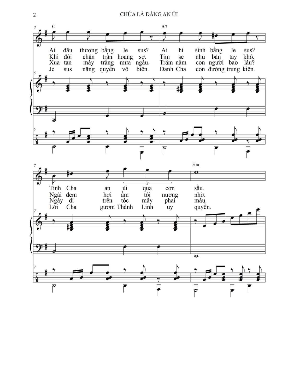 Sheet music: CHÚA LÀ ĐẤNG AN ỦI