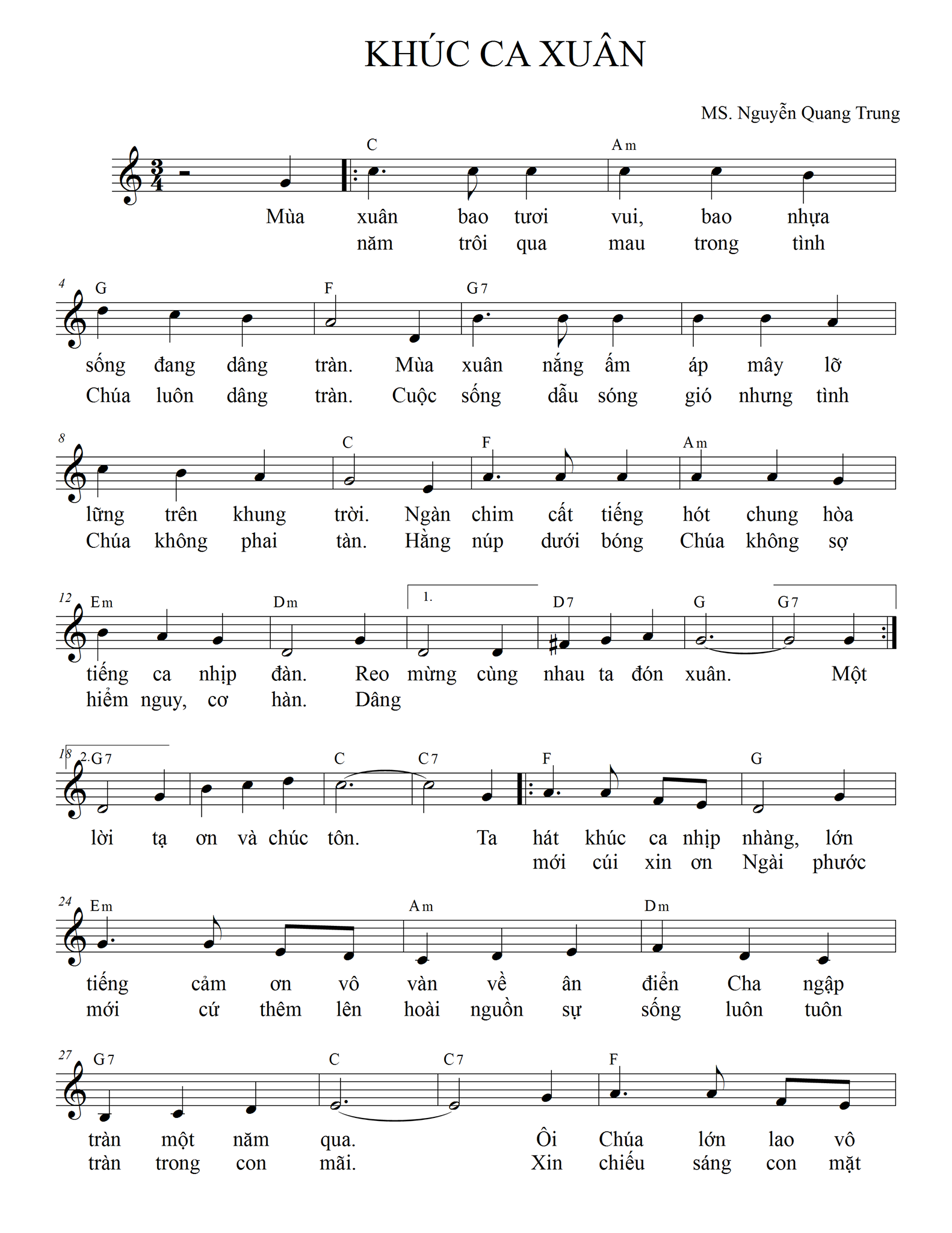 Sheet music: KHÚC CA XUÂN