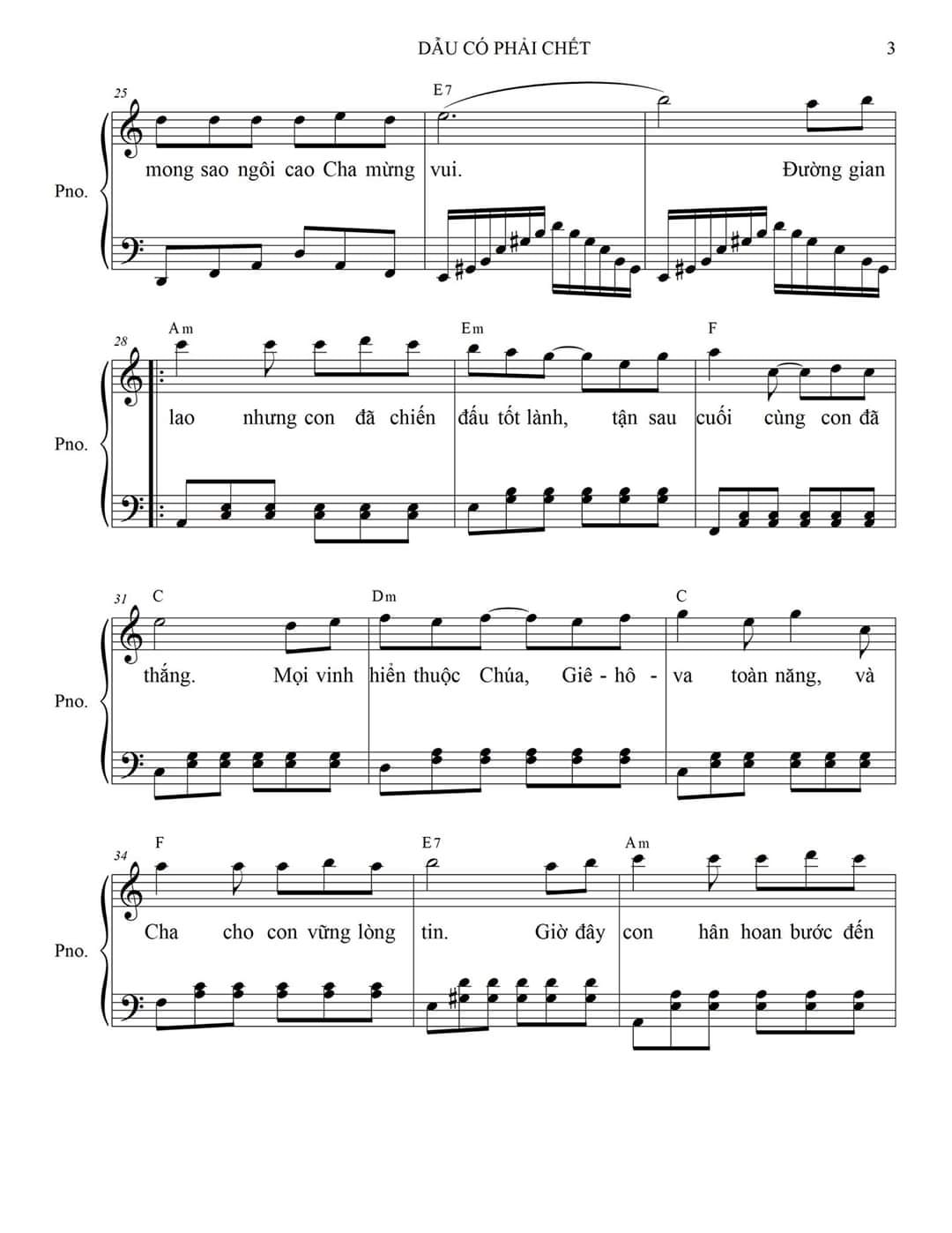 Sheet music: DẪU CÓ PHẢI CHẾT