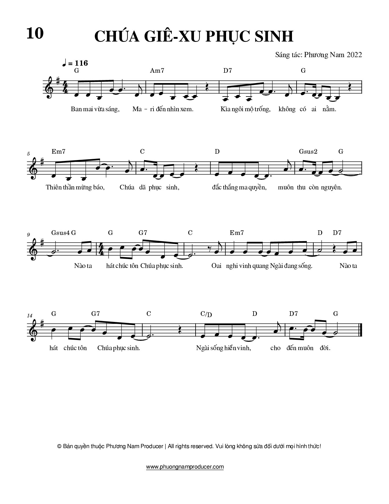 Sheet music: CHÚA GIÊ-XU PHỤC SINH