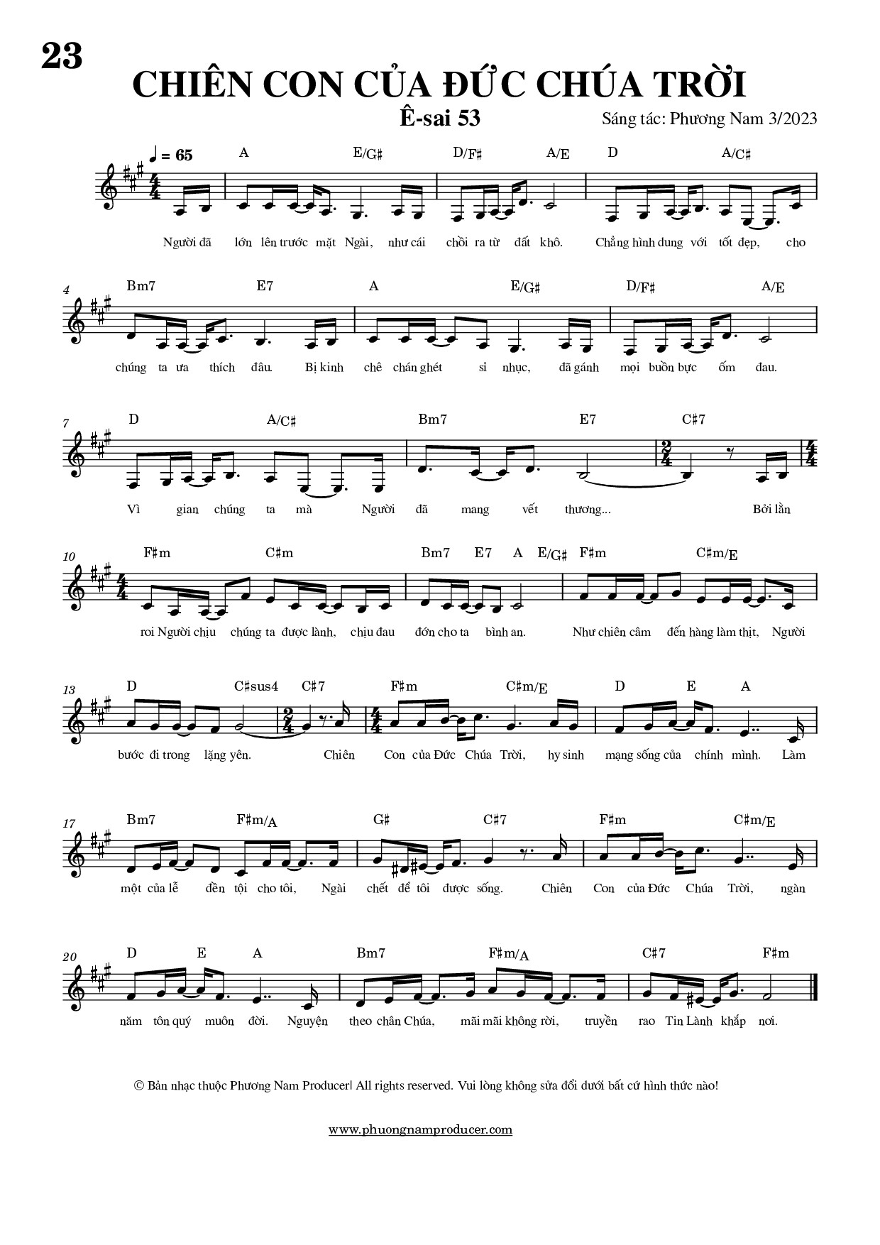 Sheet music: CHIÊN CON CỦA ĐỨC CHÚA TRỜI