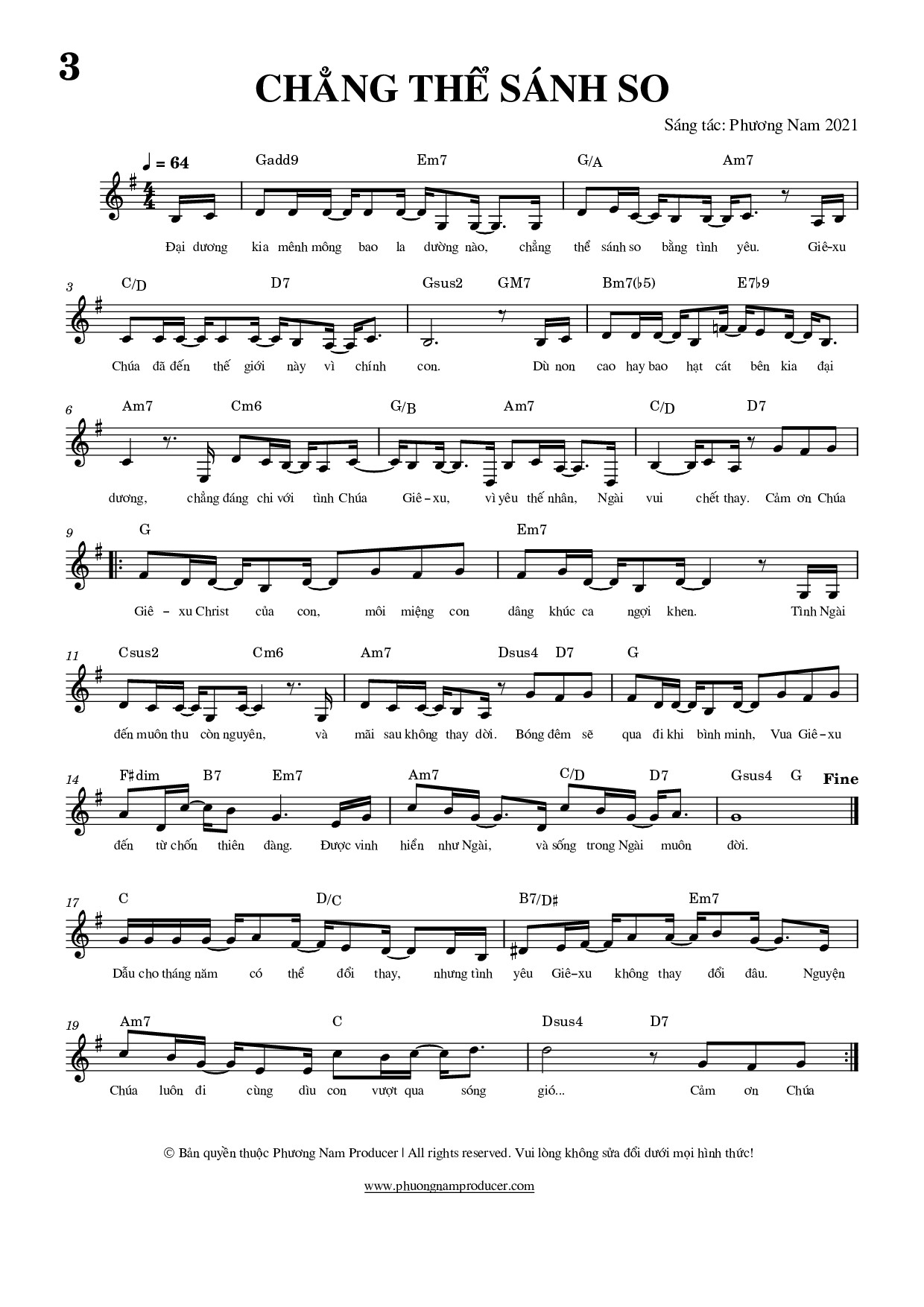 Sheet music: CHẲNG THỂ SÁNH SO