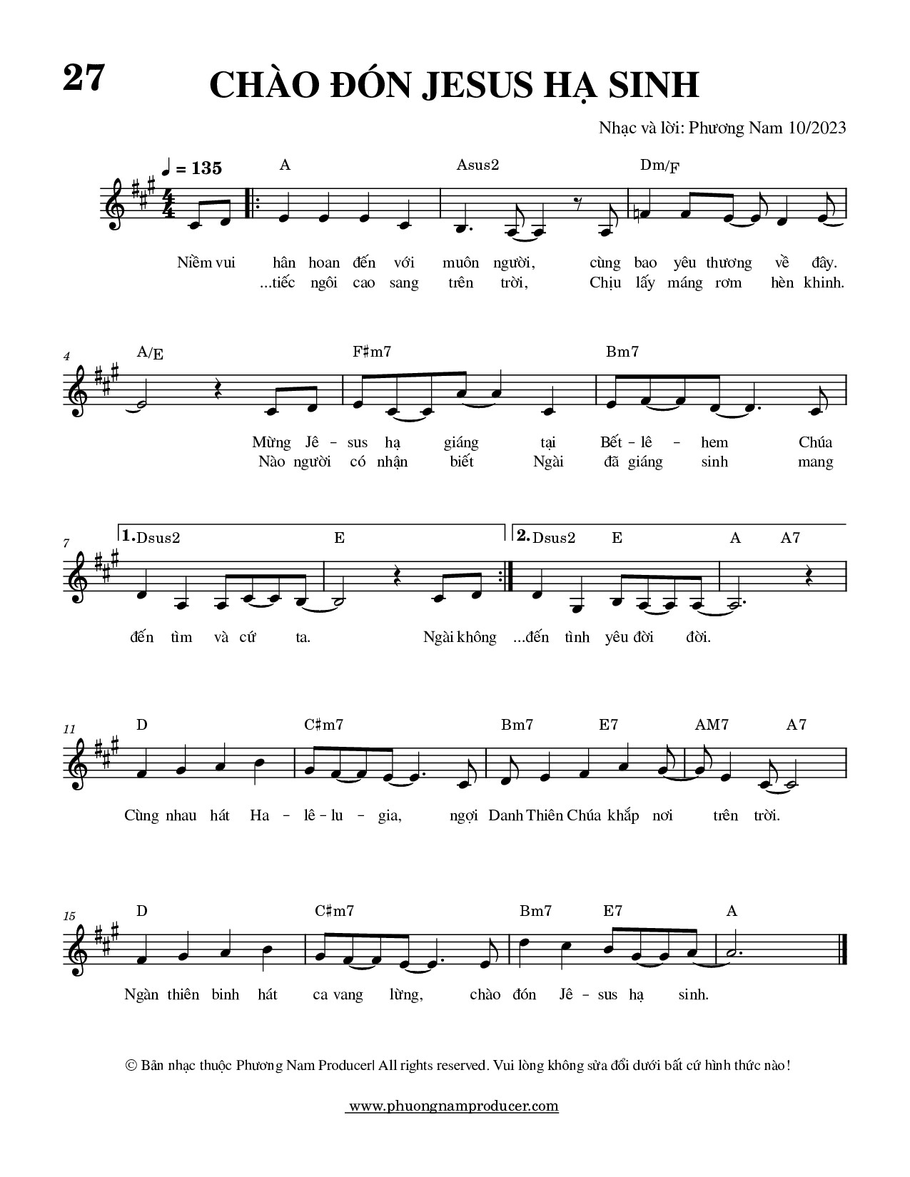Sheet music: CHÀO ĐÓN JESUS HẠ SINH