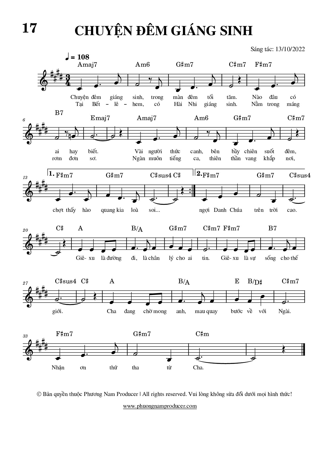 Sheet music: CHUYỆN ĐÊM GIÁNG SINH