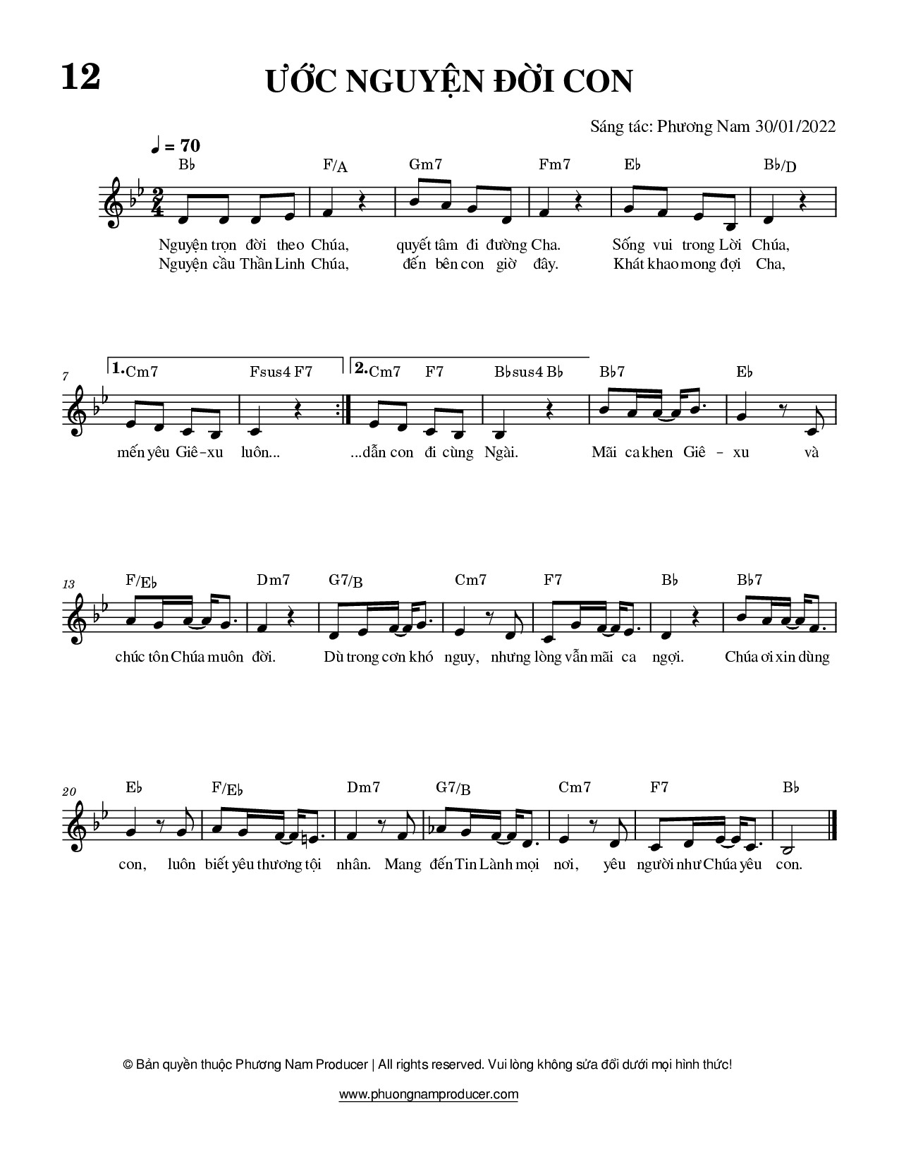 Sheet music: ƯỚC NGUYỆN ĐỜI CON