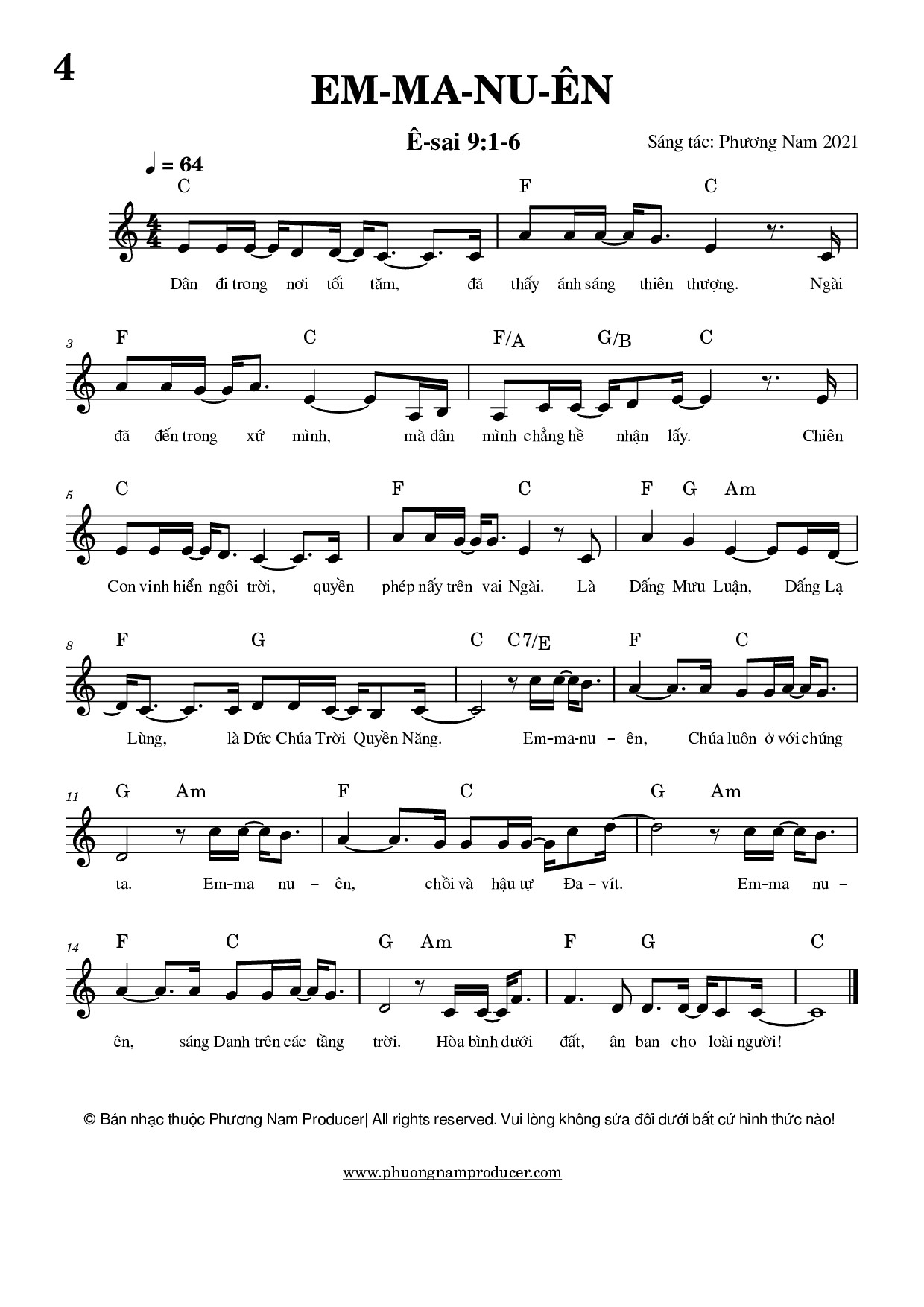 Sheet music: EM-MA-NU-ÊN