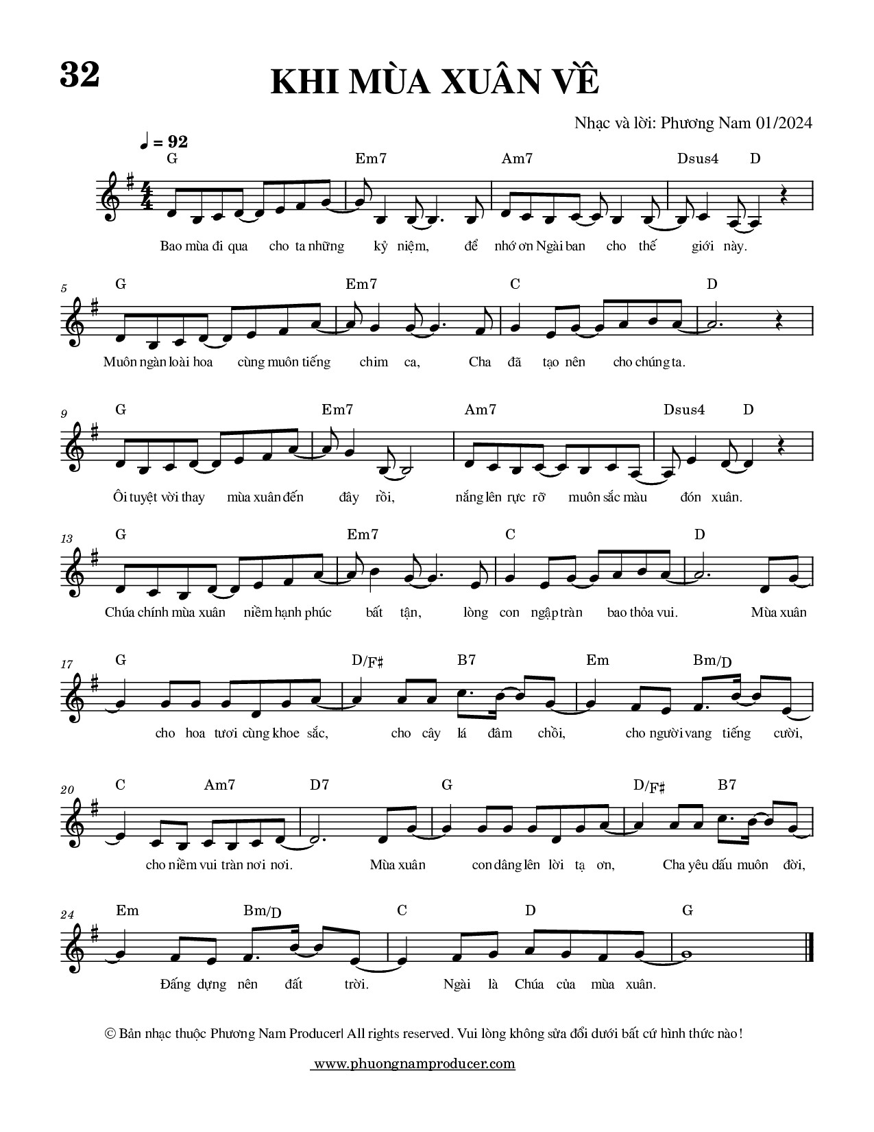 Sheet music: KHI MÙA XUÂN VỀ
