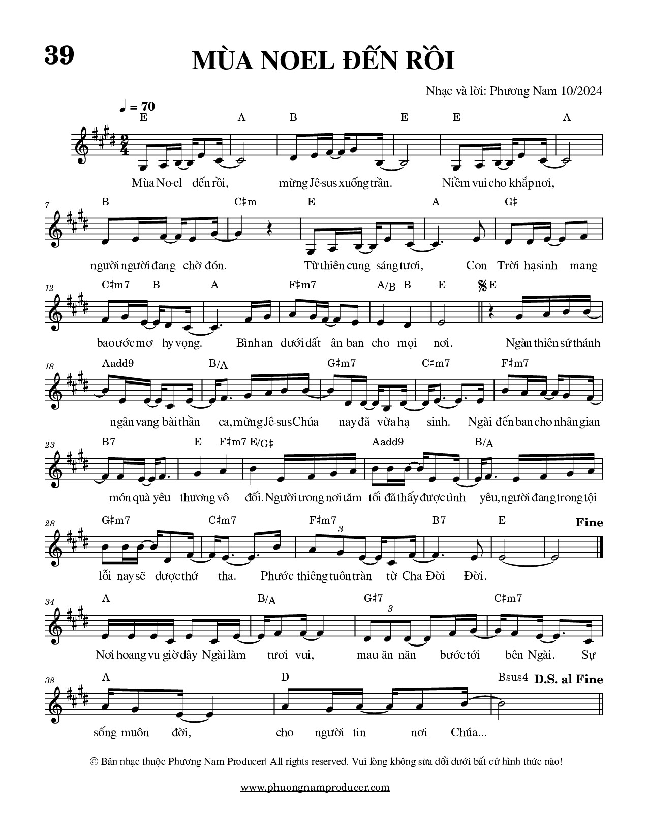 Sheet music: MÙA NOEL ĐẾN RỒI