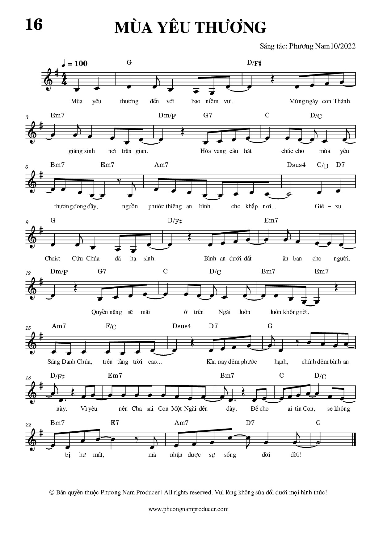 Sheet music: MÙA YÊU THƯƠNG