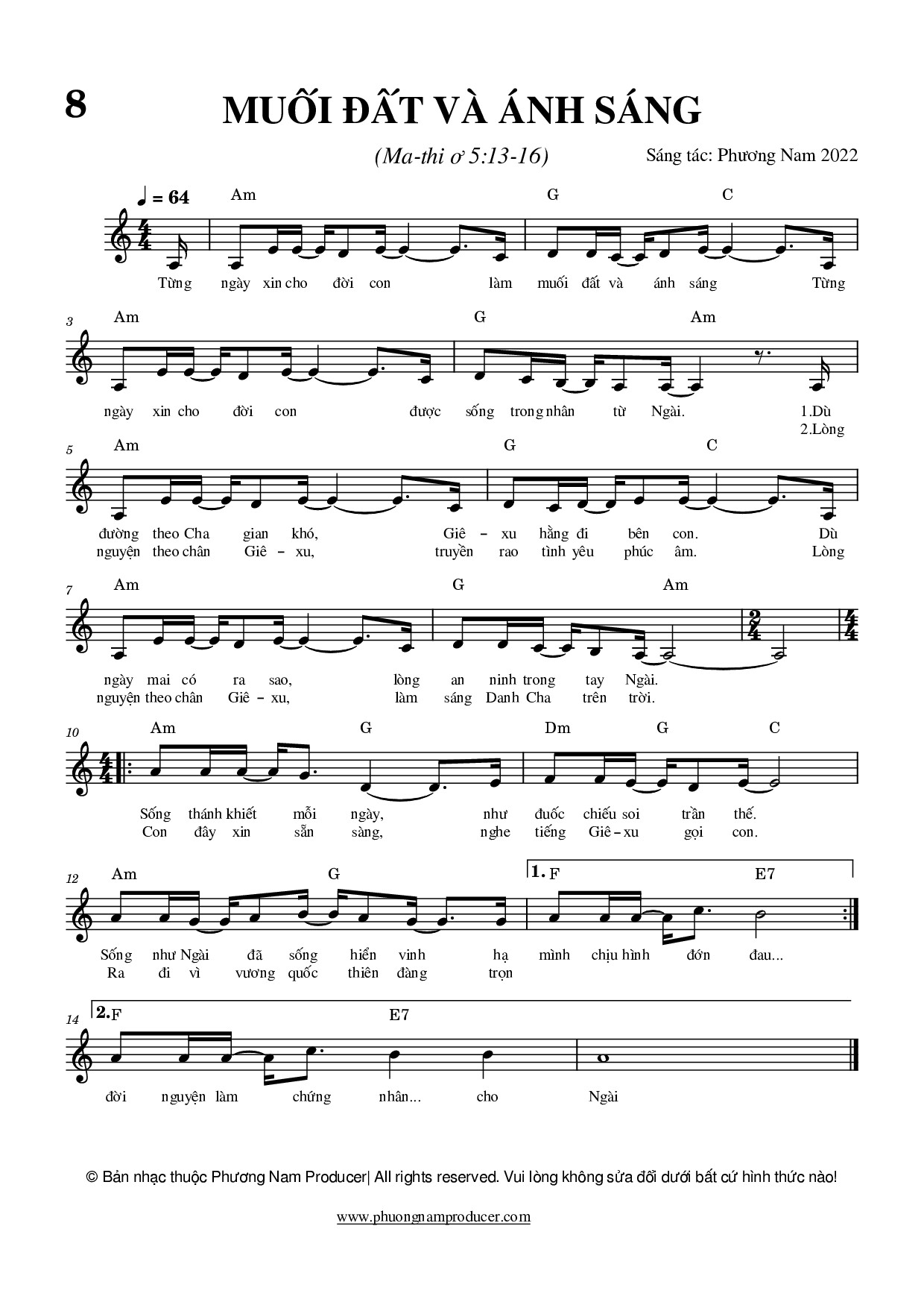 Sheet music: MUỐI ĐẤT VÀ ÁNH SÁNG