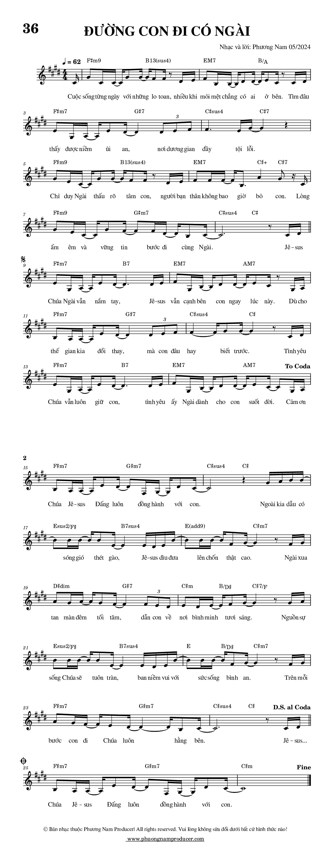 Sheet music: ĐƯỜNG CON ĐI CÓ NGÀI