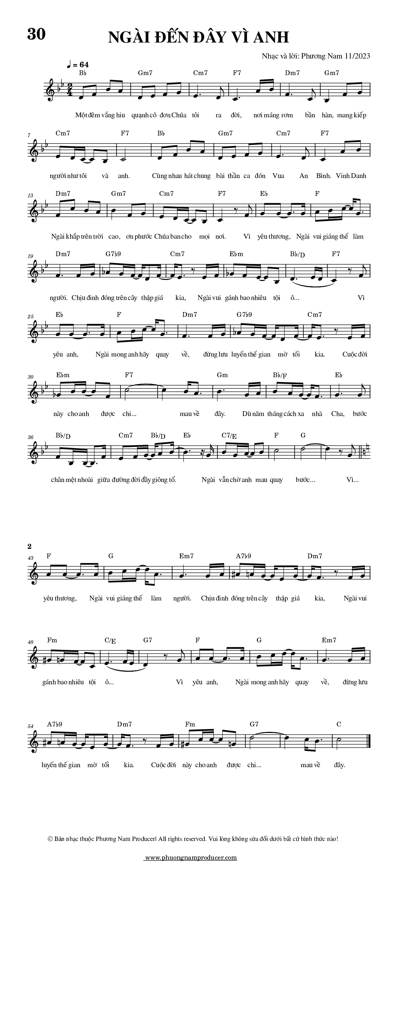 Sheet music: NGÀI ĐẾN ĐÂY VÌ ANH