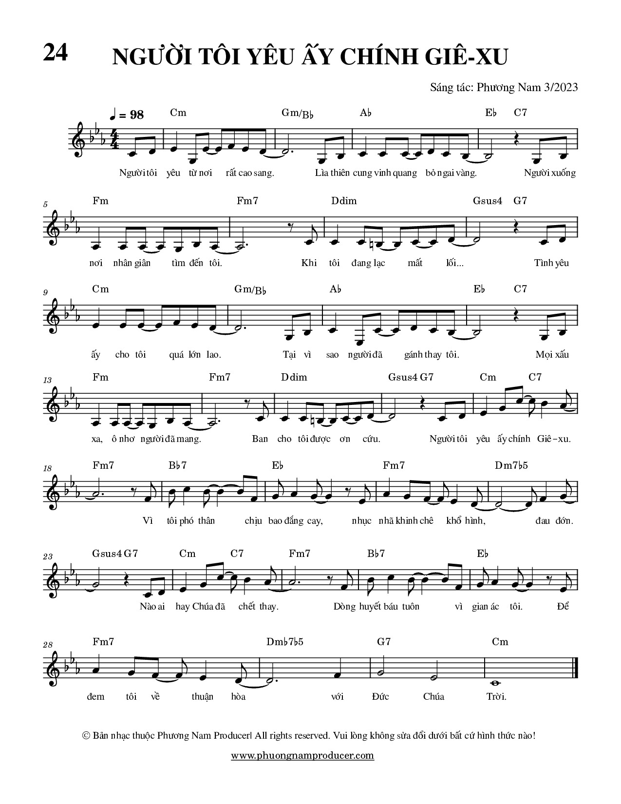 Sheet music: NGƯỜI TÔI YÊU ẤY CHÍNH GIÊ-XU