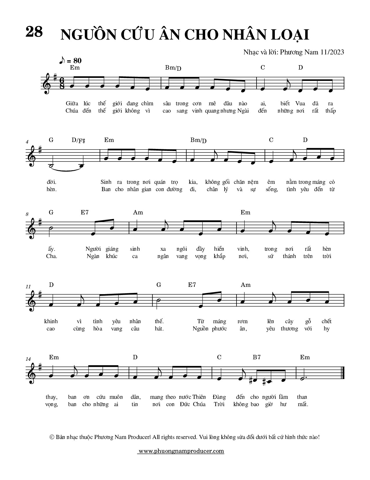 Sheet music: NGUỒN CỨU ÂN CHO NHÂN LOẠI