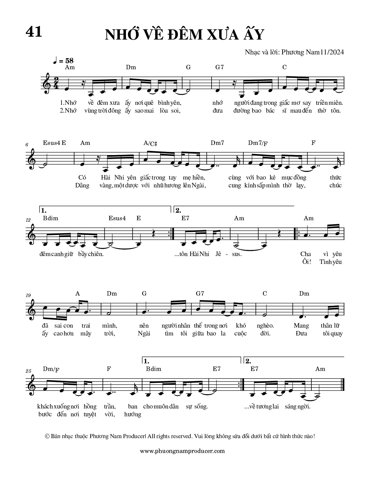 Sheet music: NHỚ VỀ ĐÊM XƯA ẤY