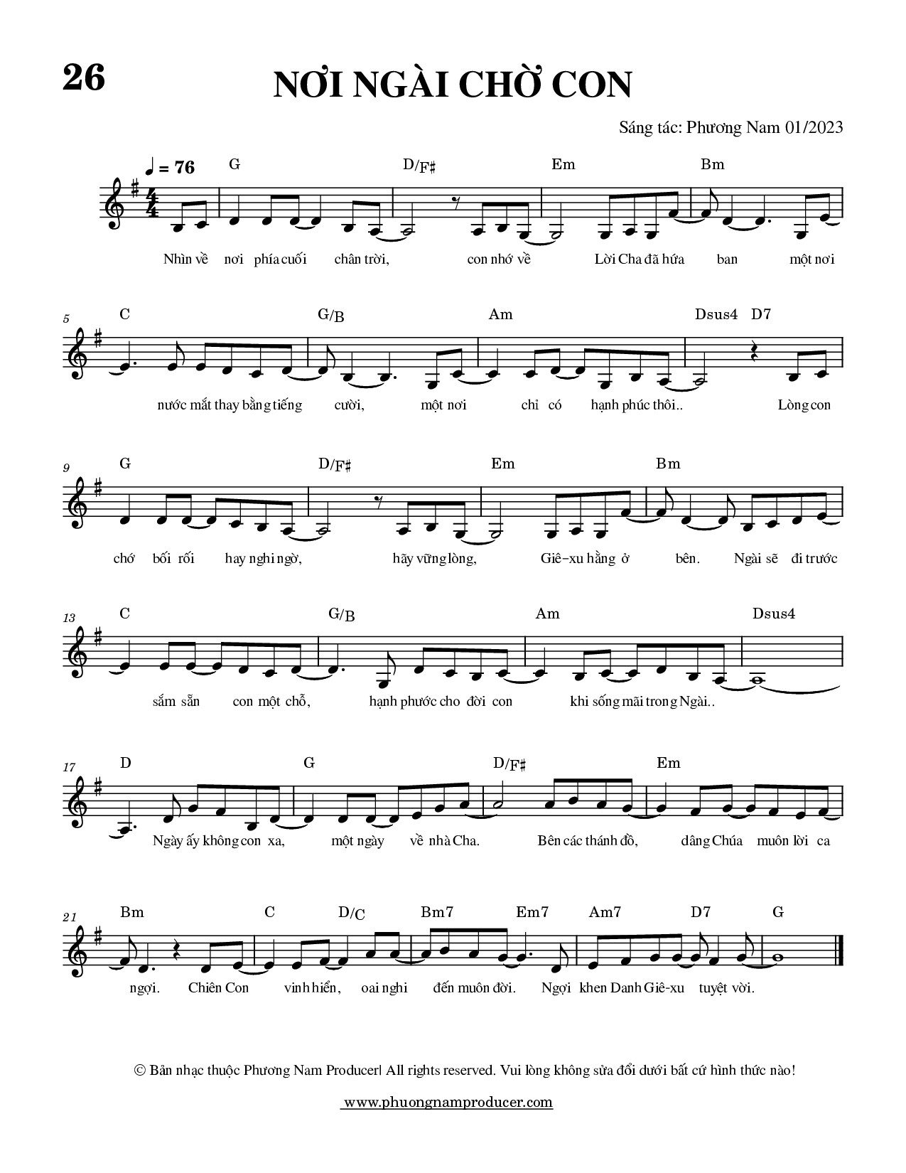 Sheet music: NƠI NGÀI CHỜ CON
