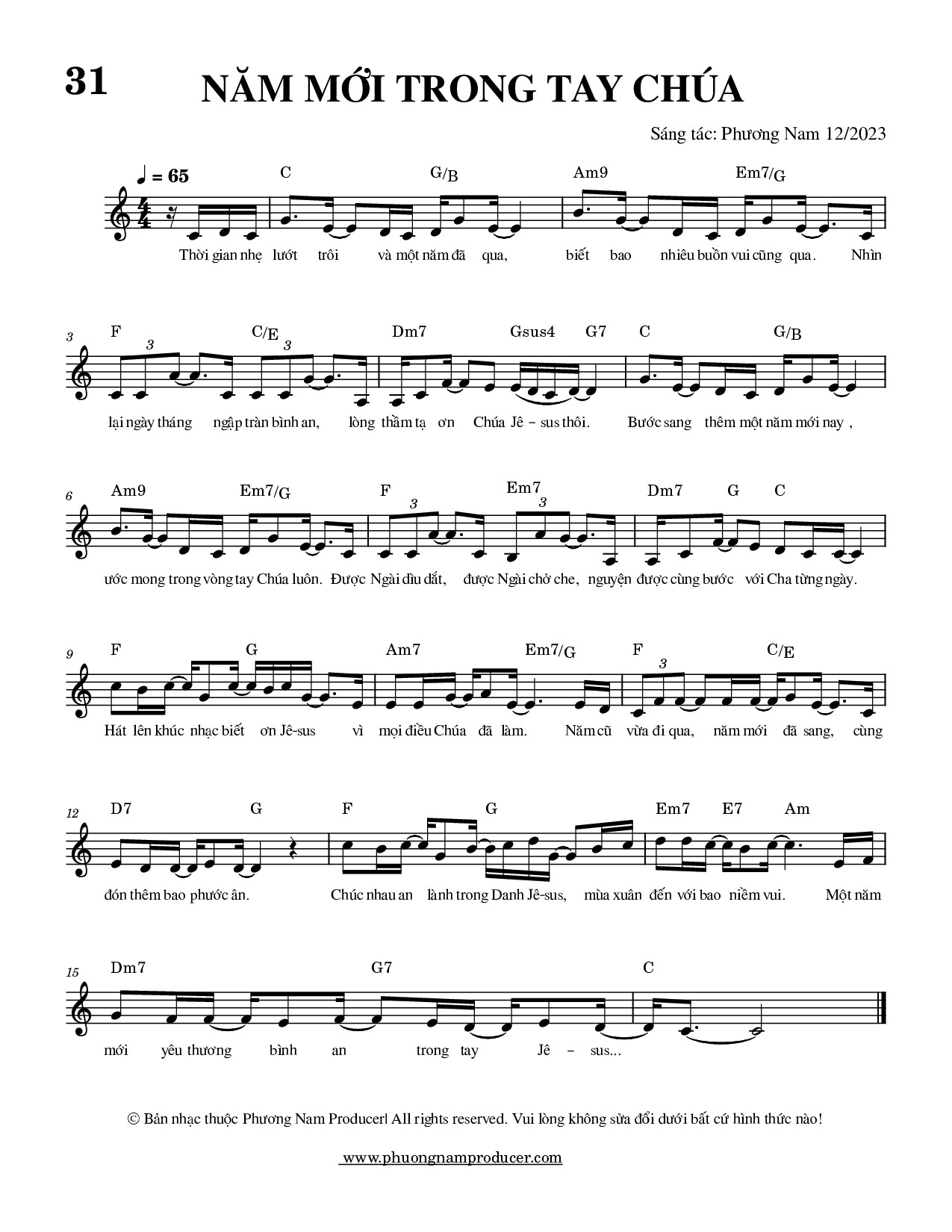 Sheet music: NĂM MỚI TRONG TAY CHÚA