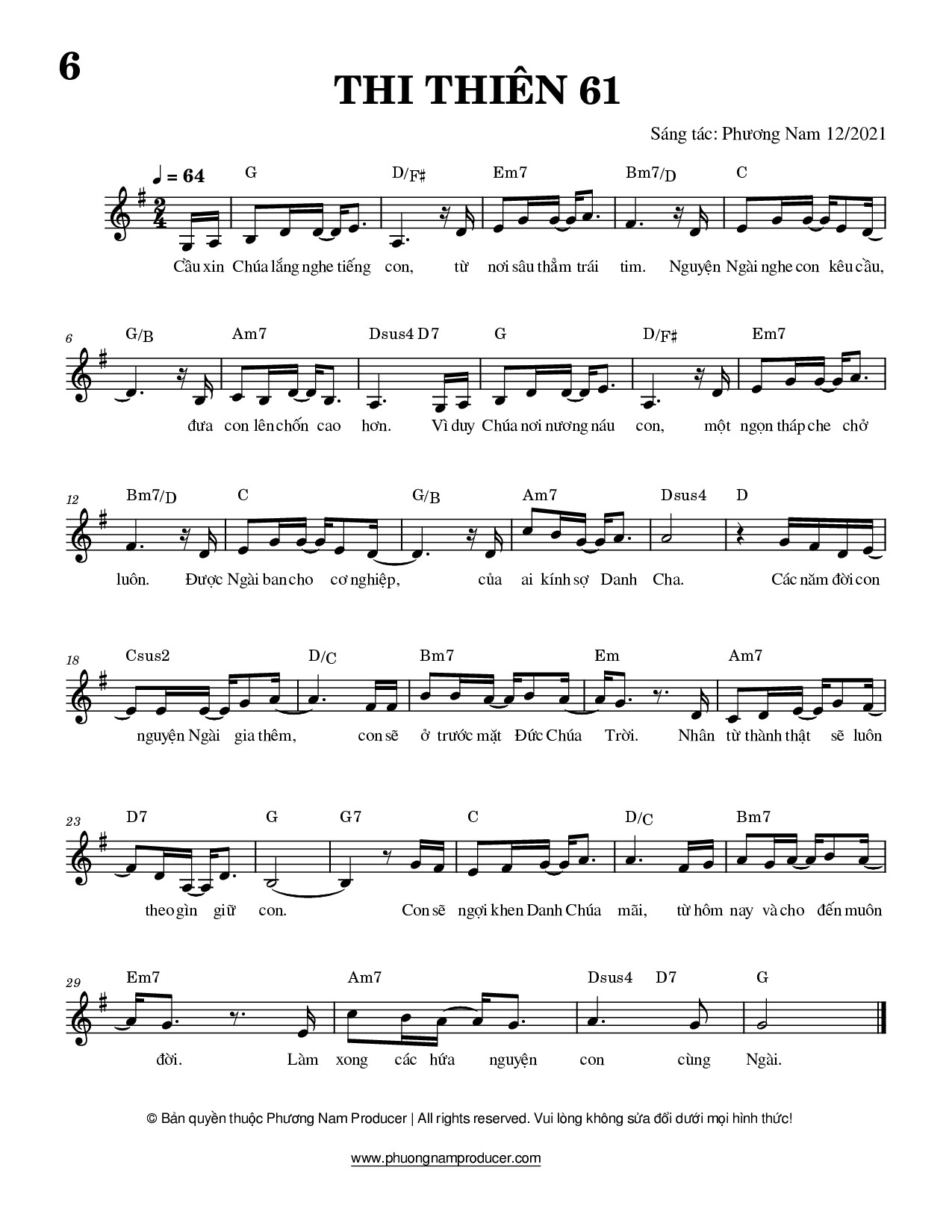 Sheet music: THI THIÊN 61
