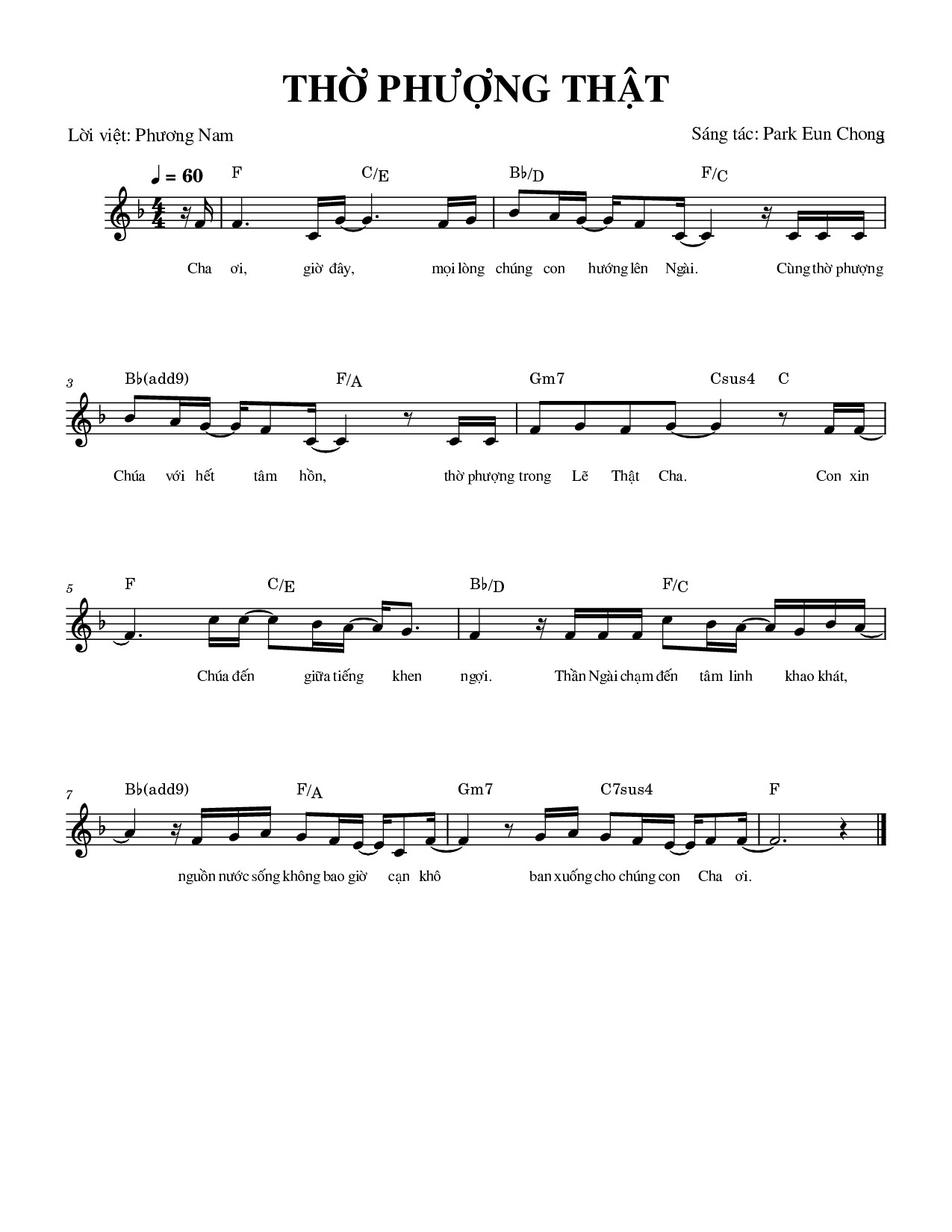 Sheet music: THỜ PHƯỢNG THẬT