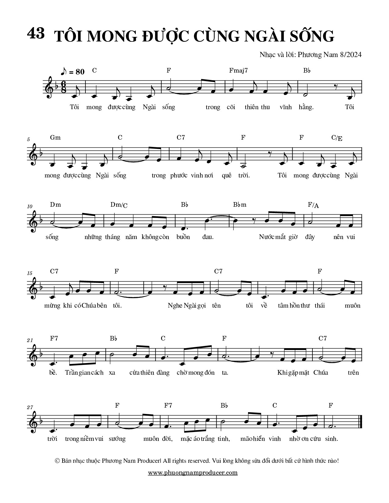 Sheet music: Tôi Mong Được Cùng Ngài Sống