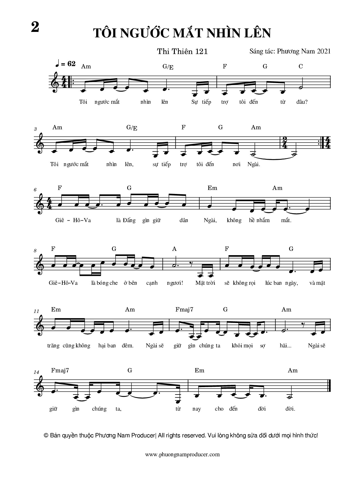 Sheet music: TÔI NGƯỚC MẮT NHÌN LÊN