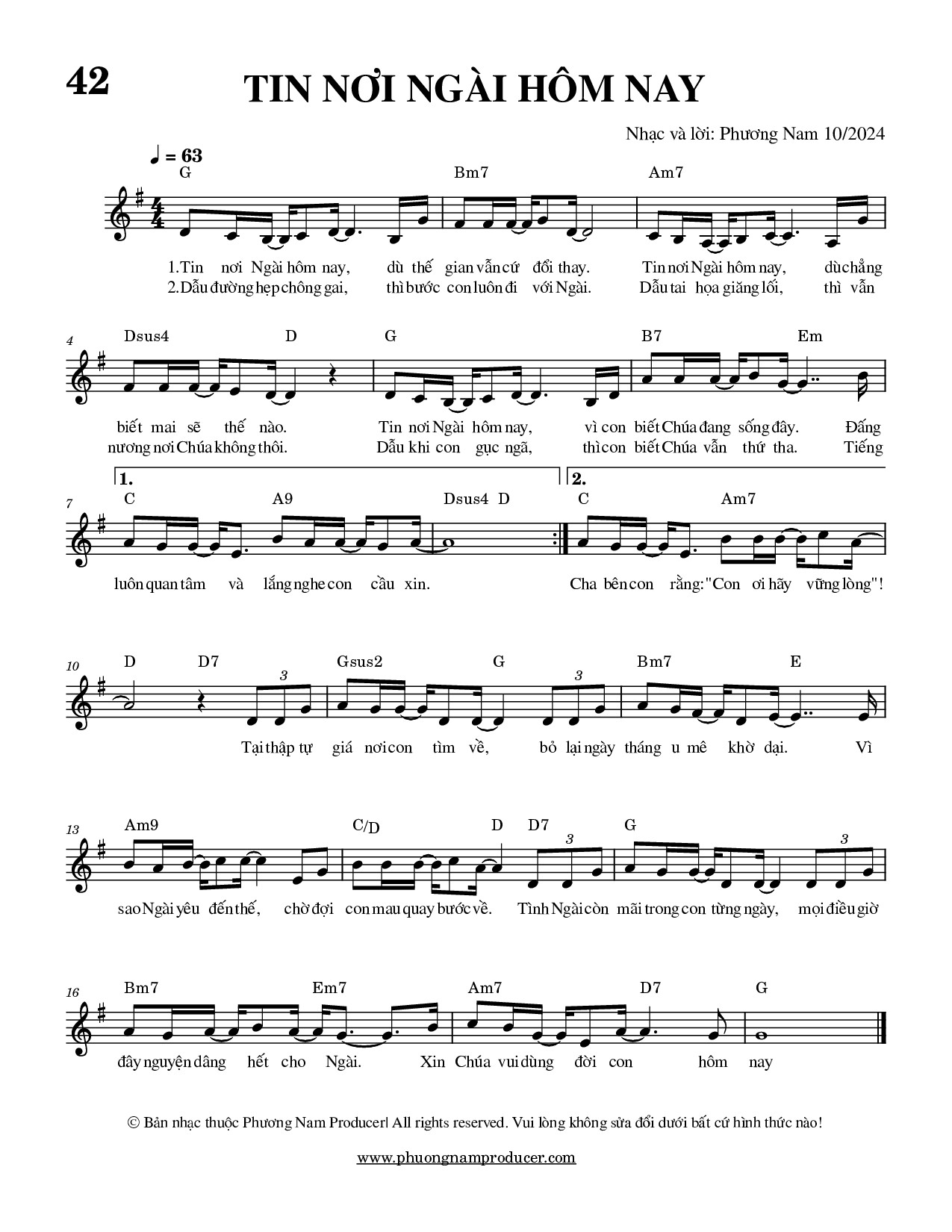 Sheet music: TIN NƠI NGÀI HÔM NAY