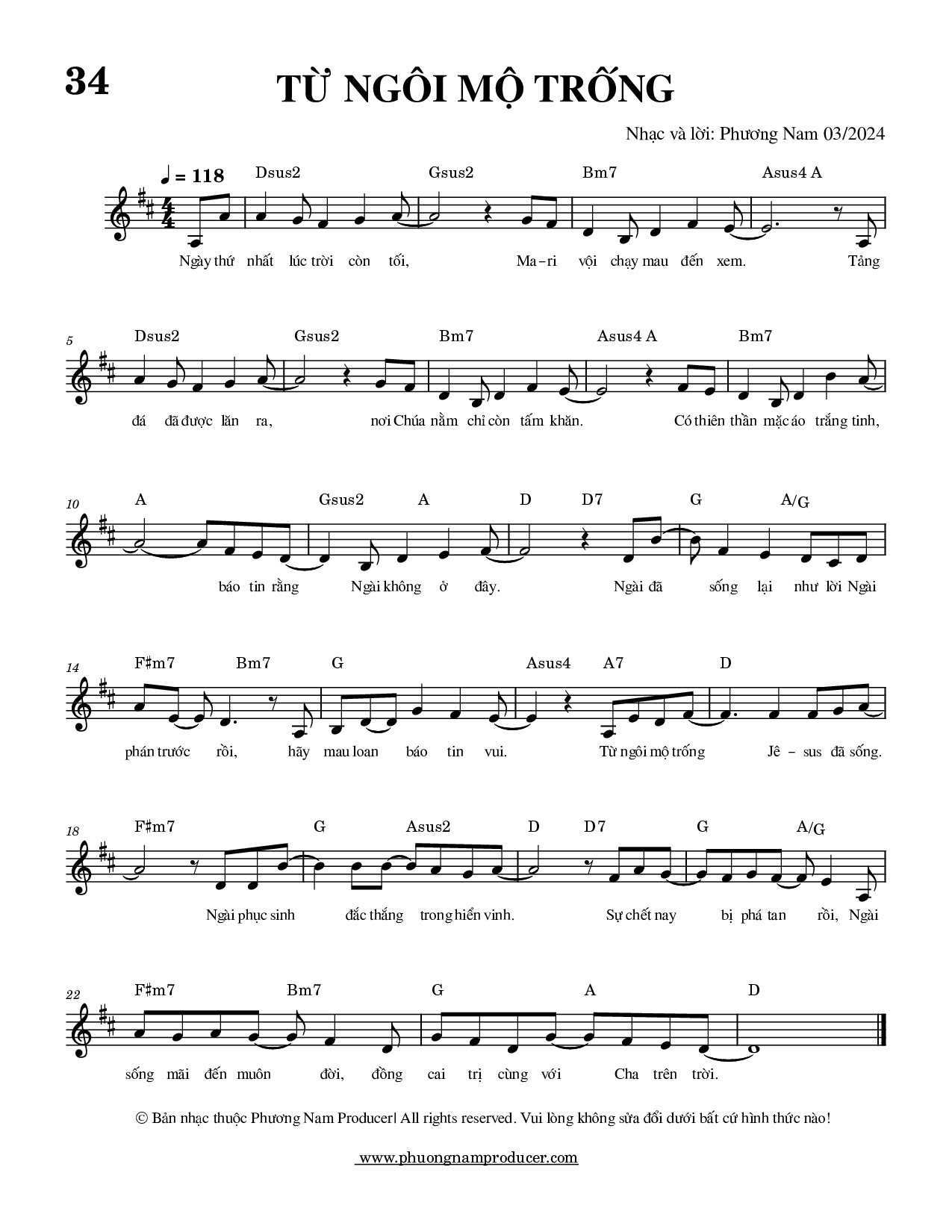 Sheet music: TỪ NGÔI MỘ TRỐNG
