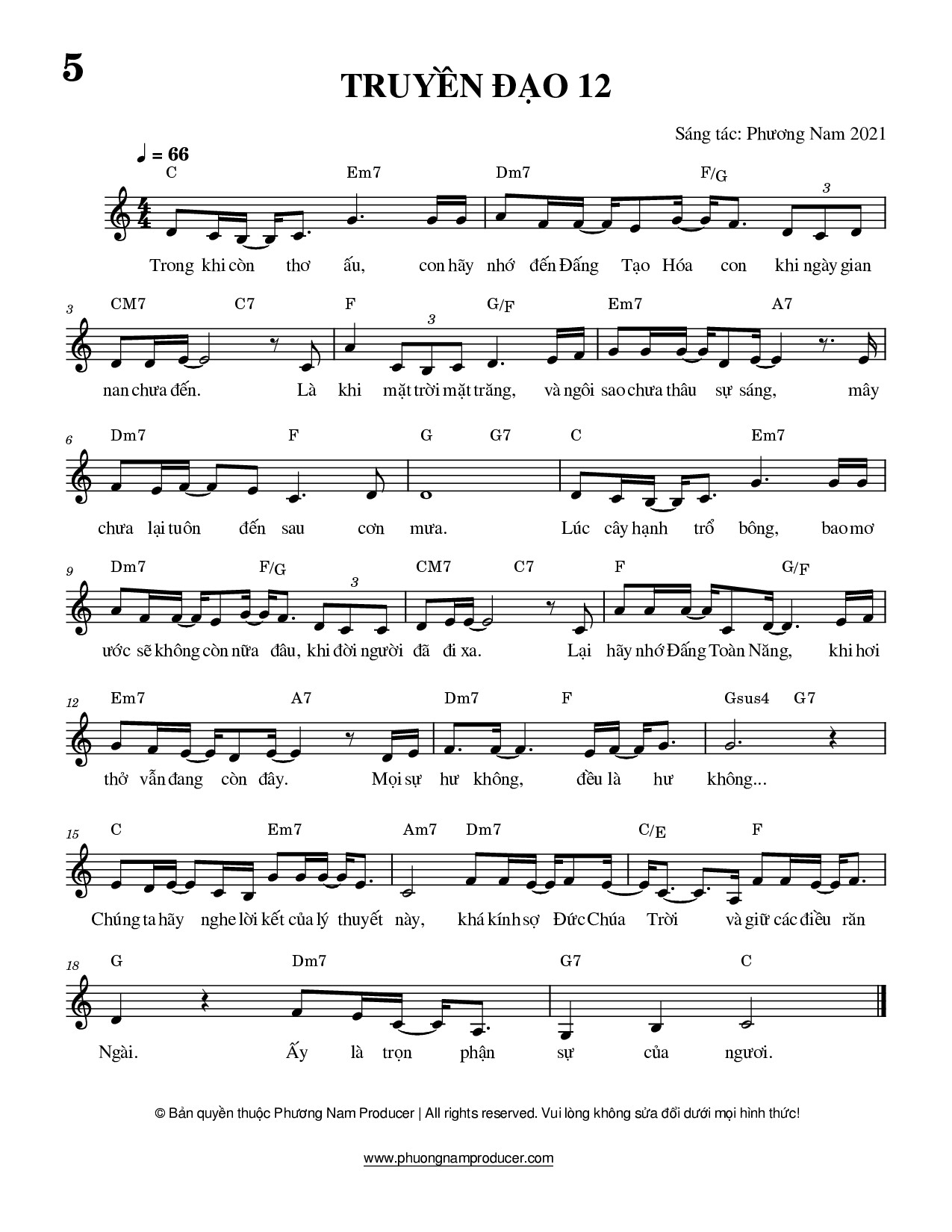 Sheet music: TRUYỀN ĐẠO 12