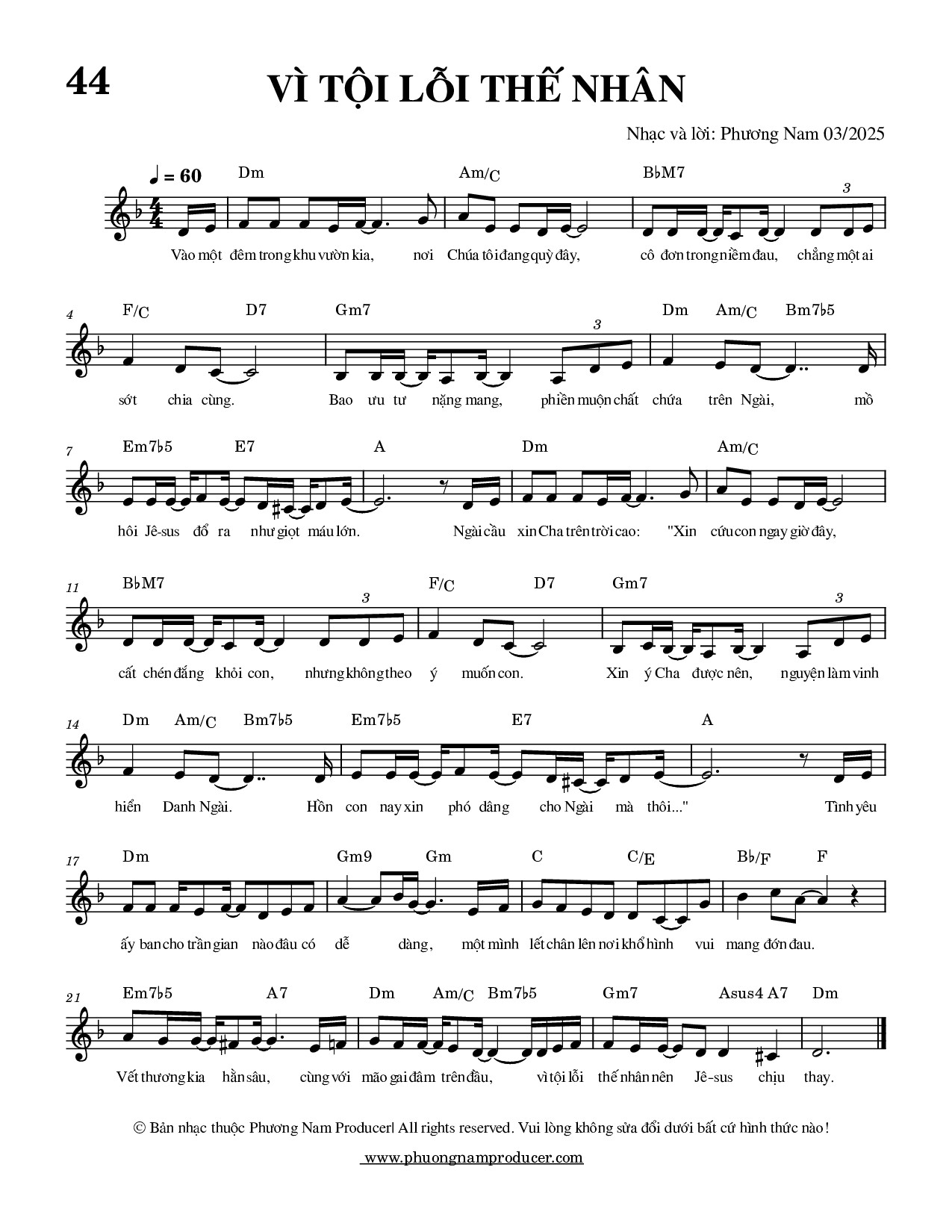 Sheet music: VÌ TỘI LỖI THẾ NHÂN