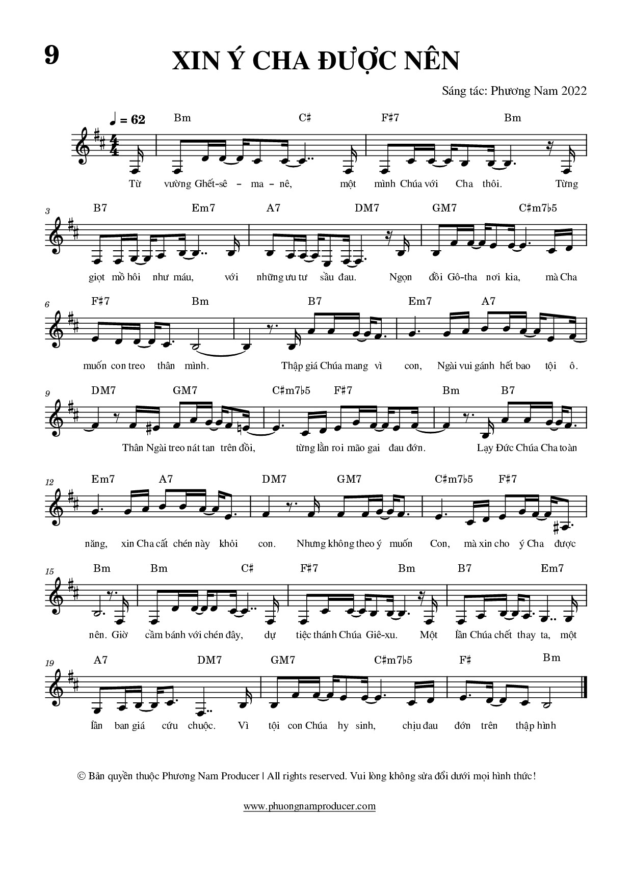 Sheet music: XIN Ý CHA ĐƯỢC NÊN