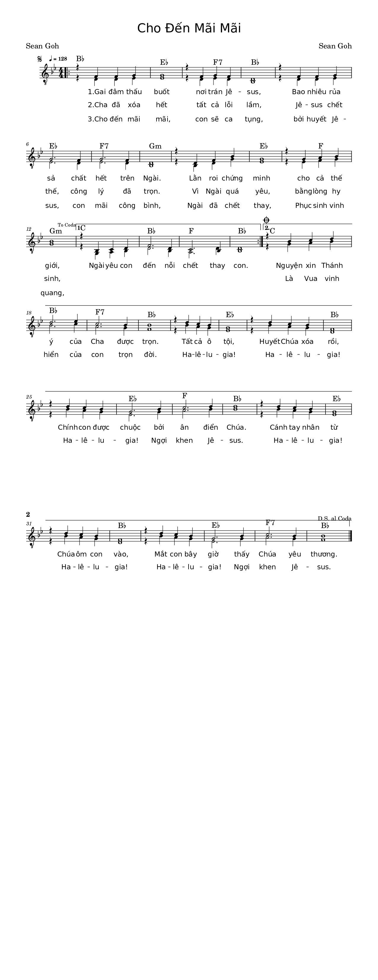Sheet music: Cho Đến Mãi Mãi