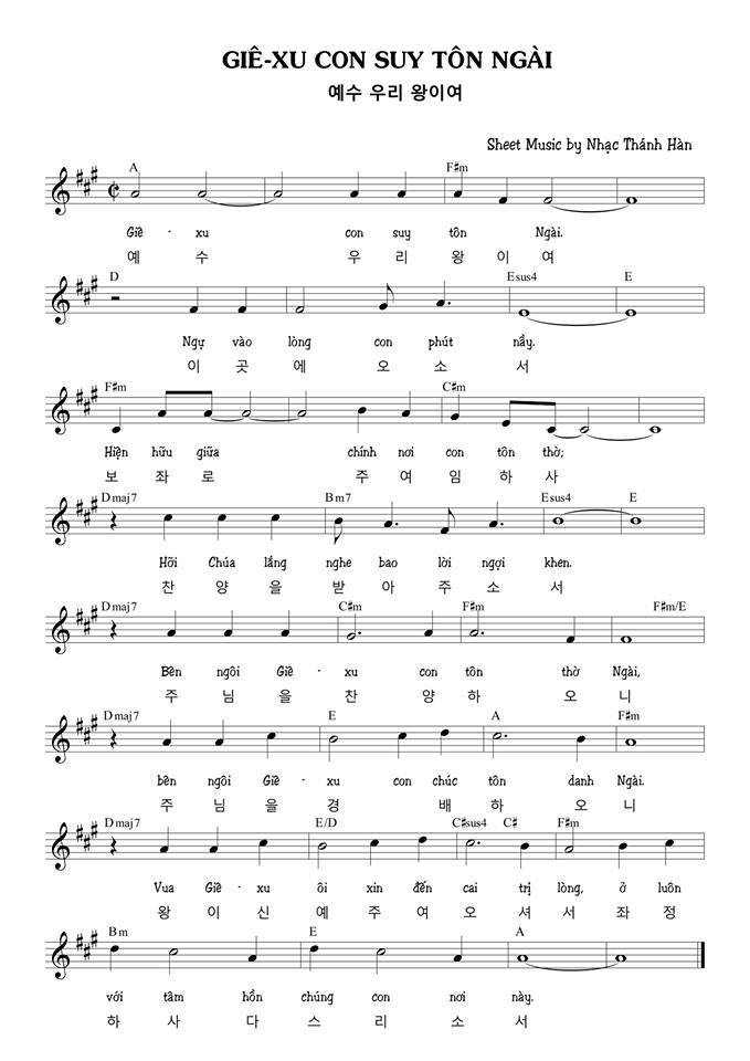 Sheet music: GIÊ-XU CON SUY TÔN NGÀI